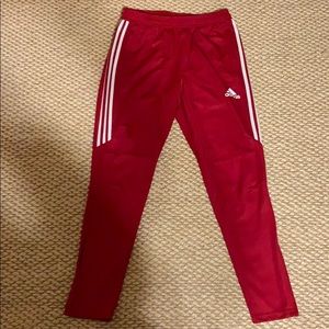 Red adidas joggers